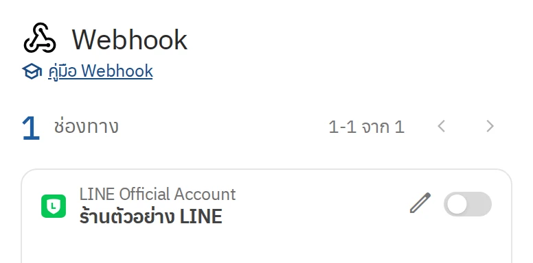 ภาพหน้าจอการตั้งค่า Webhook