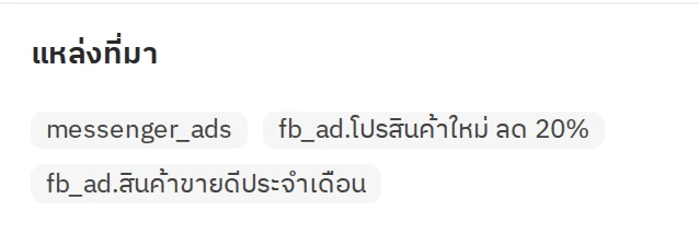 แท็กที่ระบบติดให้เมื่อลูกค้ากดมาจาก Facebook Ads
