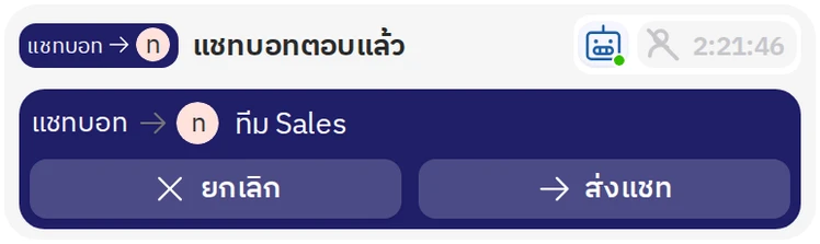 สิ่งที่ทุกคนเห็นเมื่อแชทบอทส่งแชทให้ทีม
